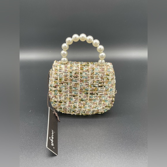 Imoga Kids Tweed Chain Crossbody Bag NWT - Picture 2 of 5